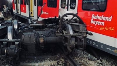 تصادم قطارين بمدينة ميونخ الألمانية ومصرع وإصابة 41 جراء الحادث │ صور