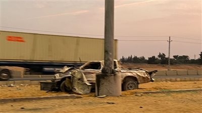 إصابة اثنين في تفحم سيارة بحادث تصادم على طريق الإسماعيلية القاهرة الصحراوي 