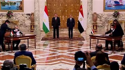 السيسي ونظيره الطاجيكي يشهدان توقيع عدد من مذكرات تعاون في عدة مجالات | بث مباشر
