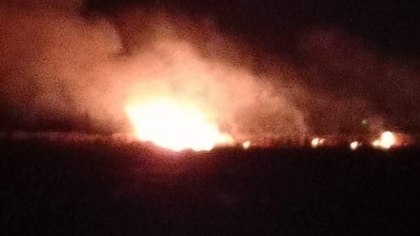 حريق في زرعات قصب