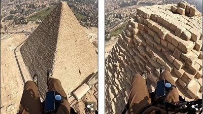طيار برازيلي ينشر فيديو خلال هبوطه من أعلى الأهرامات.. ويحصد ملايين المشاهدات حول العالم