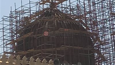 بعد البدء في ترميها.. الصورة الأولى لقبة مسجد السيدة زينب 