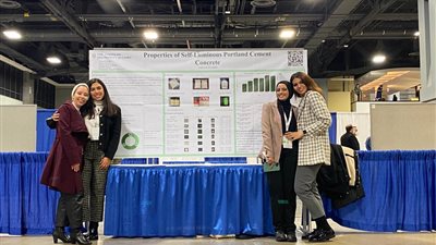 طالبات هندسة بالجامعة الأمريكية يبتكرن خرسانة ذاتية الإنارة: هدفنا تنفيذ المشروع في مصر