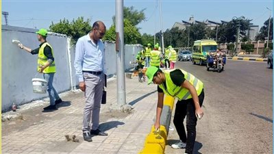 استعدادا لاستقبال المصطافين.. تجميل شوارع غرب الإسكندرية بالطلاء والرسوم والتشجير
