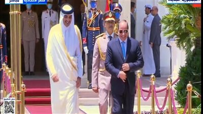 أمير قطر يصل إلى قصر الاتحادية والسيسي يستقبله | بث مباشر 