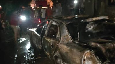 إصابة 8 أشخاص في حريق محل إسفنج و3 سيارات ودراجة نارية بالمحلة 