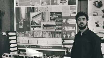 إلهامه الإله حورس.. طالب بكلية فنون تطبيقية يصمم مشروع تخرجه لقطار المونوريل بهوية مصرية أصيلة | فيديو 