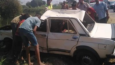 انقلاب سيارة ملاكي داخل ترعة بالمنوفية| صور