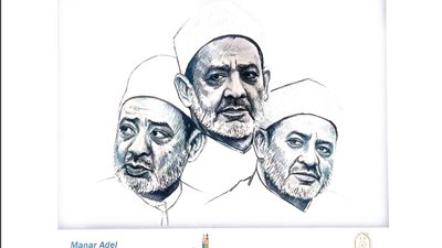 فنانون دوليون يرسمون شيخ الأزهر خلال الملتقى الدولي الأول للكاريكاتير