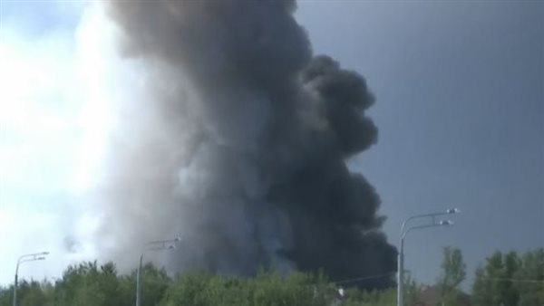 حريق في مستودع بموسكو