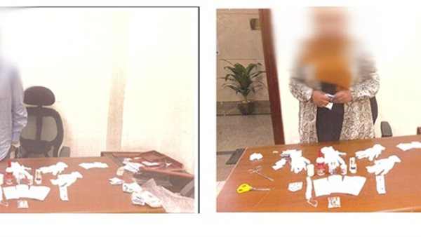 المتهمان بحوزة المضبوطات