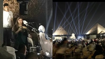 بحضور رولا خرسا.. بدء حفل المنشد محمود التهامي في الأهرامات 