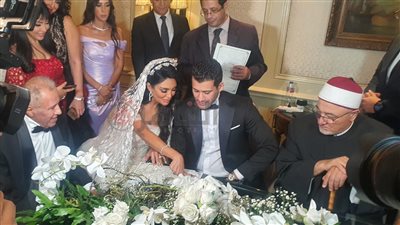 خالد الجندي يعقد قران سالي عبد السلام في أحد فنادق القاهرة الكبرى | صور