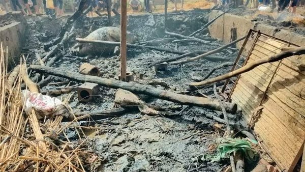 حريق حظيرة مواشي