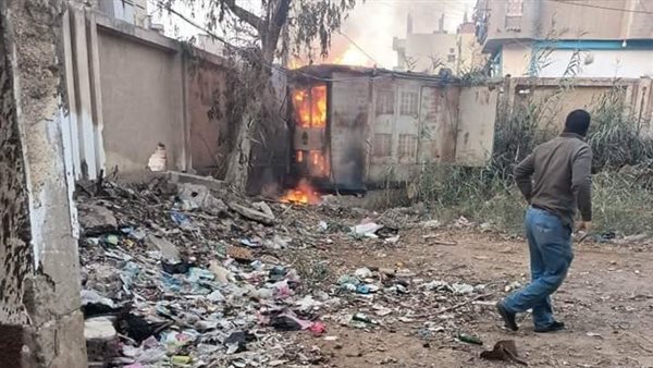 حريق في محول كهرباء