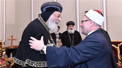 البابا تواضروس الثاني يستقبل مفتي الجمهورية للتهنئة بعيد الميلاد المجيد