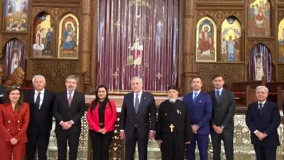تفاصيل زيارة وزير الخارجية الإيطالي لكاتدرائية العباسية | صور