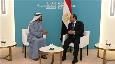 السيسي يلتقي الشيخ محمد بن راشد آل مكتوم نائب رئيس دولة الإمارات