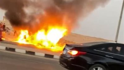 السيطرة على حريق ميكروباص بمحور المشير طنطاوي دون إصابات | صور 