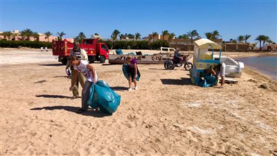 بمشاركة عدد من السياح.. رفع 10 أطنان مخلفات في حملة نظافة بشواطئ سفاجا| صور